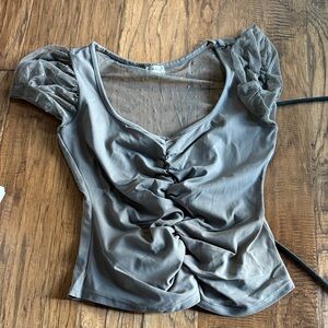 Elegant Gray Ruched Women's Top